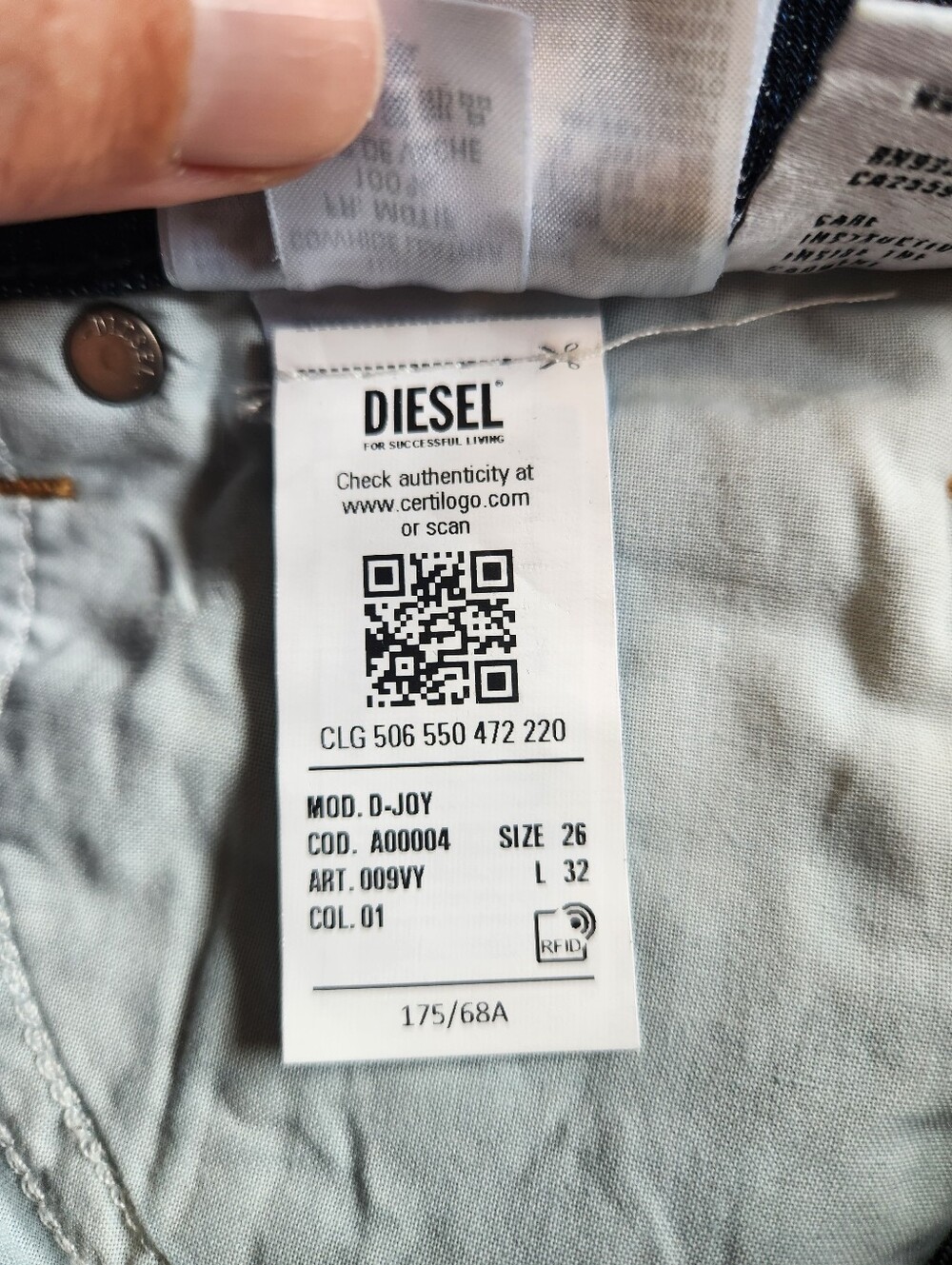 Diesel D-Joy 009VY High Rise Slim Tapered Denim Jeans Blue Wash W26 Like New Y2K - Picture 9 of 15